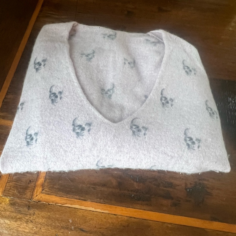 Women's Light Pink Sweater with Skull Pattern